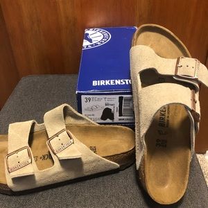 Birkenstock Arizona taupe suede leather new